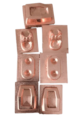 Set of machined mould blocks with milled cavities