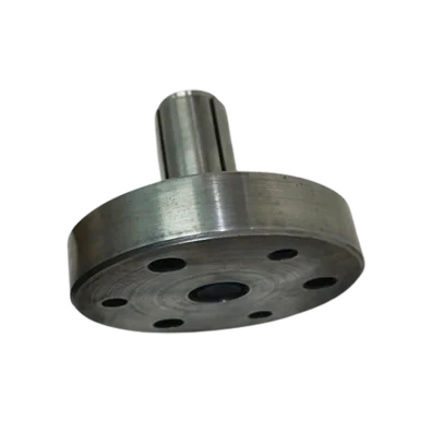 Machined steel flanged shaft with bolt-hole pattern