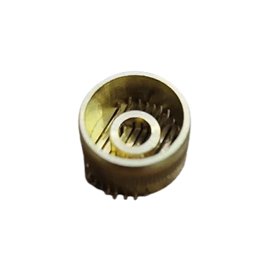 Knurled brass insert with internal bore